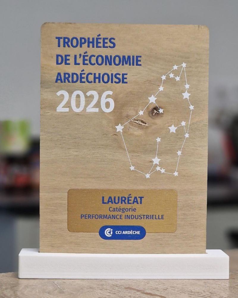 Trophée des Trophées de l’Économie Ardéchoise 2026, lauréat catégorie Performance industrielle, CCI Ardèche